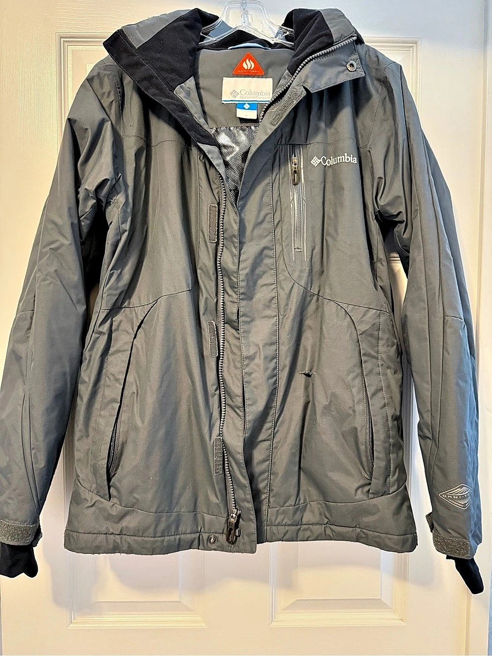Columbia Omni-Heat Hooded Ski Jacket in Gray Size Small